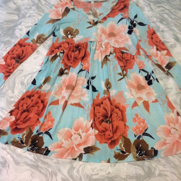 RESTOCKED🌸Mint floral babydoll longsleeve dress🌸 - Picture 2 of 8